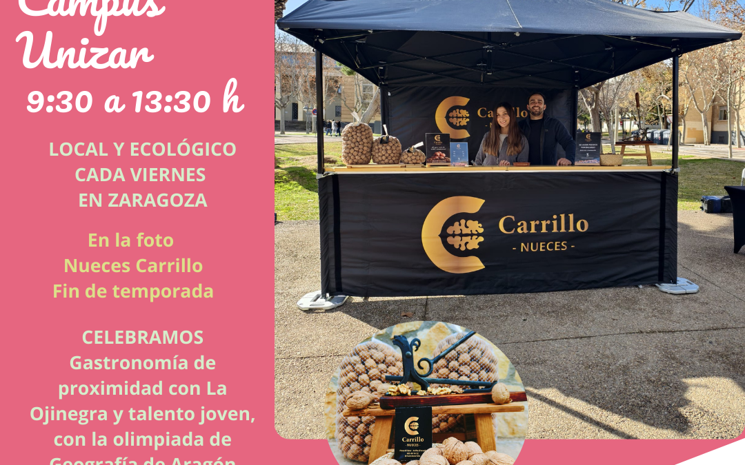 Mercado Unizar Viernes 20 Marzo,  ven a celebrar «Gastronomía de proximidad y talento joven» . ¡Apúntate a la cocina en directo!